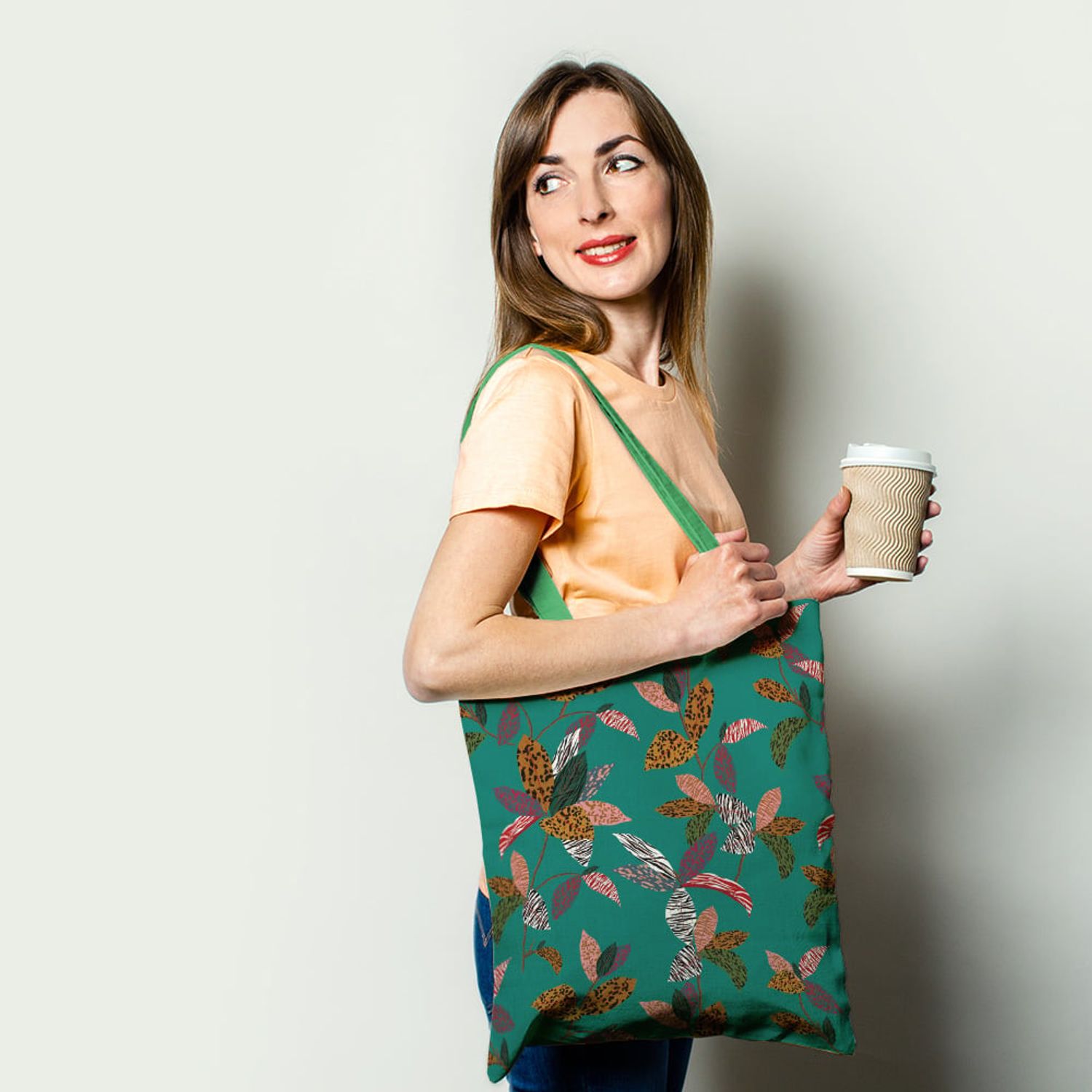 Geanta Handmade Tote Basic, Mulewear, Botanic Multi-Florile Galactice, Multicolor, 43x37 cm fotografia produsului View 2 L
