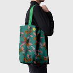 Geanta Handmade Tote Basic, Mulewear, Botanic Multi-Florile Galactice, Multicolor, 43x37 cm fotografia produsului View 3 S