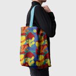 Geanta Handmade Tote Basic, Mulewear, Botanic Plante Flori Cactus Multicolor, Multicolor, 43x37 cm fotografia produsului View 6 S