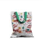 Geanta Handmade Tote Basic, Mos Craciun cu Ochelari, Multicolor, 43x37 cm fotografia produsului