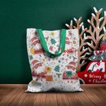 Geanta Handmade Tote Basic, Mos Craciun cu Ochelari, Multicolor, 43x37 cm fotografia produsului View 3 S