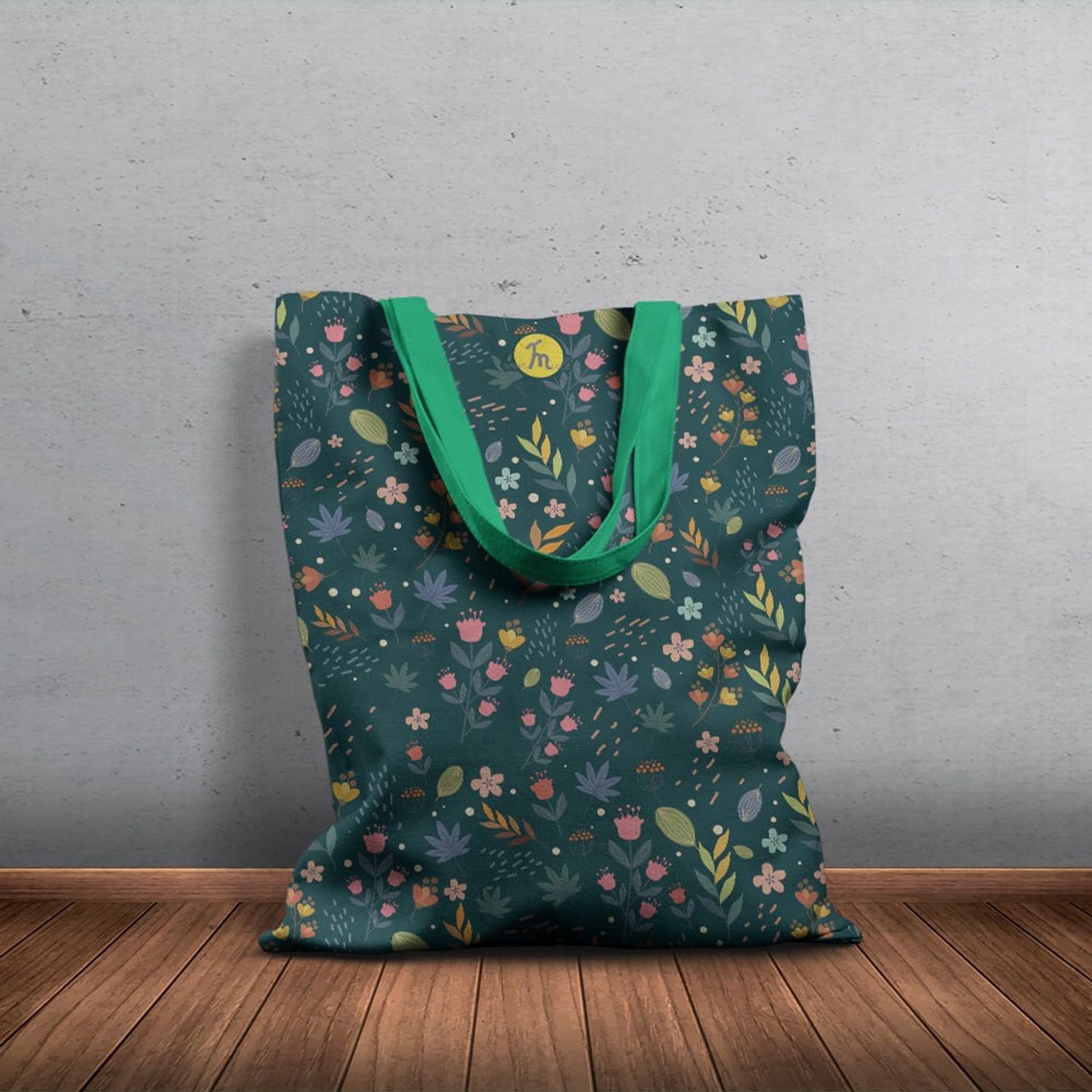 Geanta Handmade Tote Basic, Mulewear, Botanic Pajiste Multicolora, Multicolor, 43x37 cm fotografia produsului View 6 L