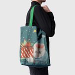 Geanta Handmade Tote Basic, Mos Craciun aduce Bunatati Dulci, Multicolor, 43x37 cm fotografia produsului View 6 S