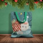 Geanta Handmade Tote Basic, Mos Craciun aduce Bunatati Dulci, Multicolor, 43x37 cm fotografia produsului View 2 S
