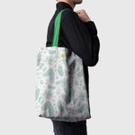 Geanta Handmade Tote Basic, Crengute cu Conuri de Brad de Craciun, Multicolor, 43x37 cm fotografia produsului View 3 S