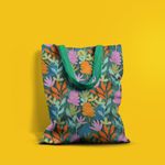 Geanta Handmade Tote Basic, Mulewear, Botanic Plante Exotice, Multicolor, 43x37 cm fotografia produsului View 3 S