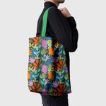 Geanta Handmade Tote Basic, Mulewear, Botanic Plante Exotice, Multicolor, 43x37 cm fotografia produsului View 4 S