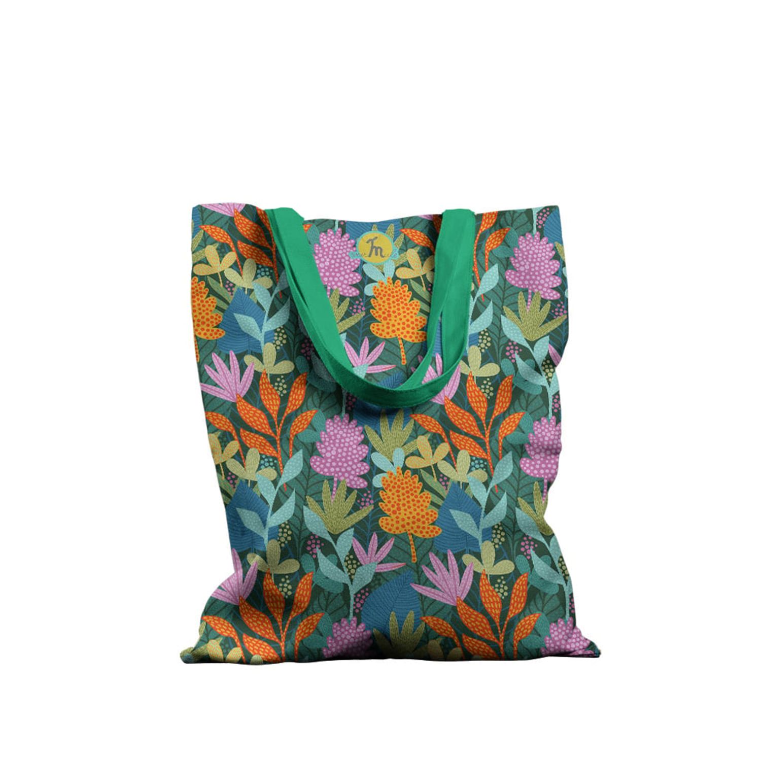 Geanta Handmade Tote Basic, Mulewear, Botanic Plante Exotice, Multicolor, 43x37 cm fotografia produsului