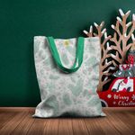 Geanta Handmade Tote Basic, Crengute cu Conuri de Brad de Craciun, Multicolor, 43x37 cm fotografia produsului View 5 S