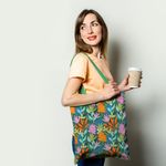 Geanta Handmade Tote Basic, Mulewear, Botanic Plante Exotice, Multicolor, 43x37 cm fotografia produsului View 2 S