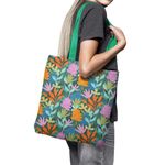 Geanta Handmade Tote Basic, Mulewear, Botanic Plante Exotice, Multicolor, 43x37 cm fotografia produsului View 6 S