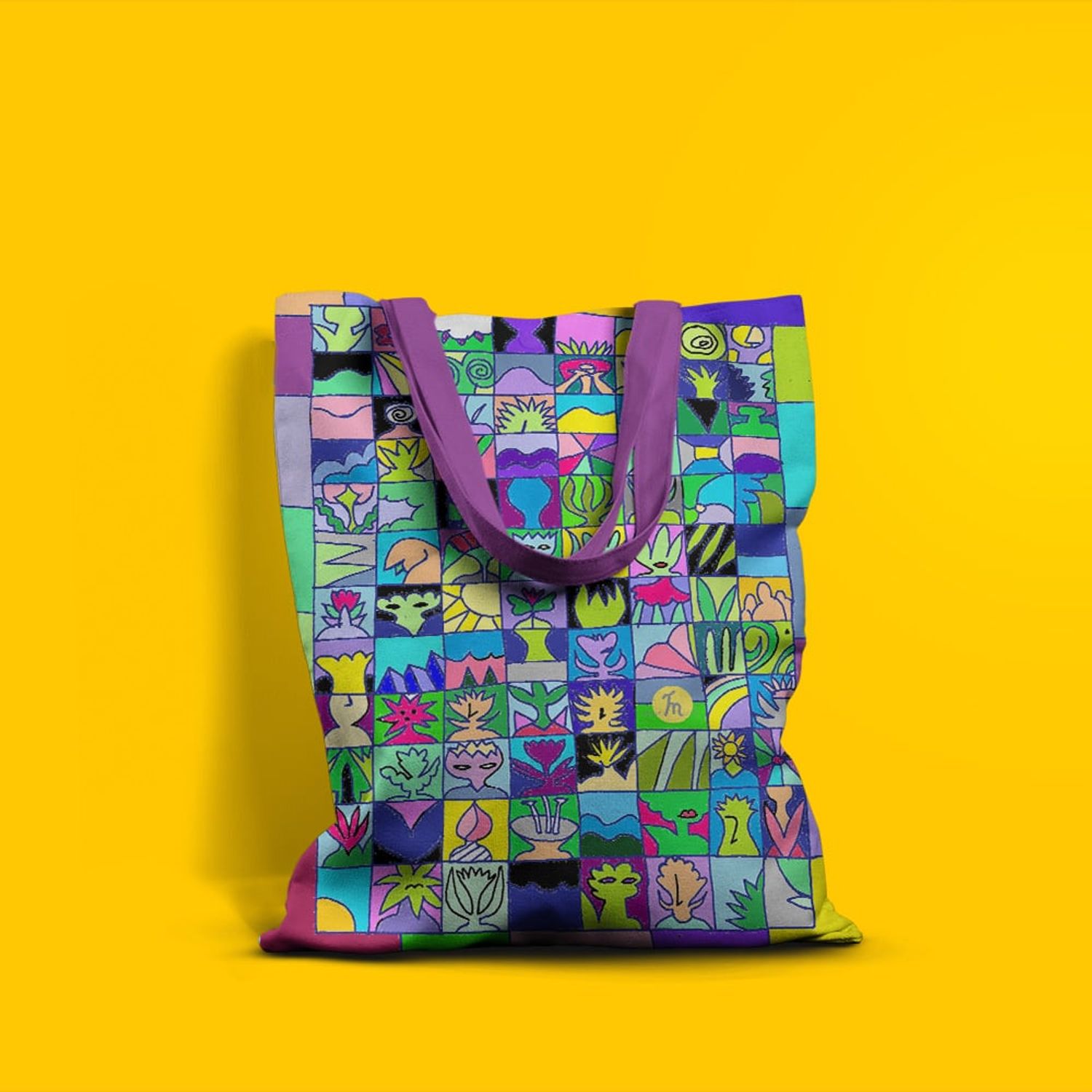 Geanta Handmade Tote Basic, Momente si Amintiri, Multicolor, 43x37 cm fotografia produsului View 6 L