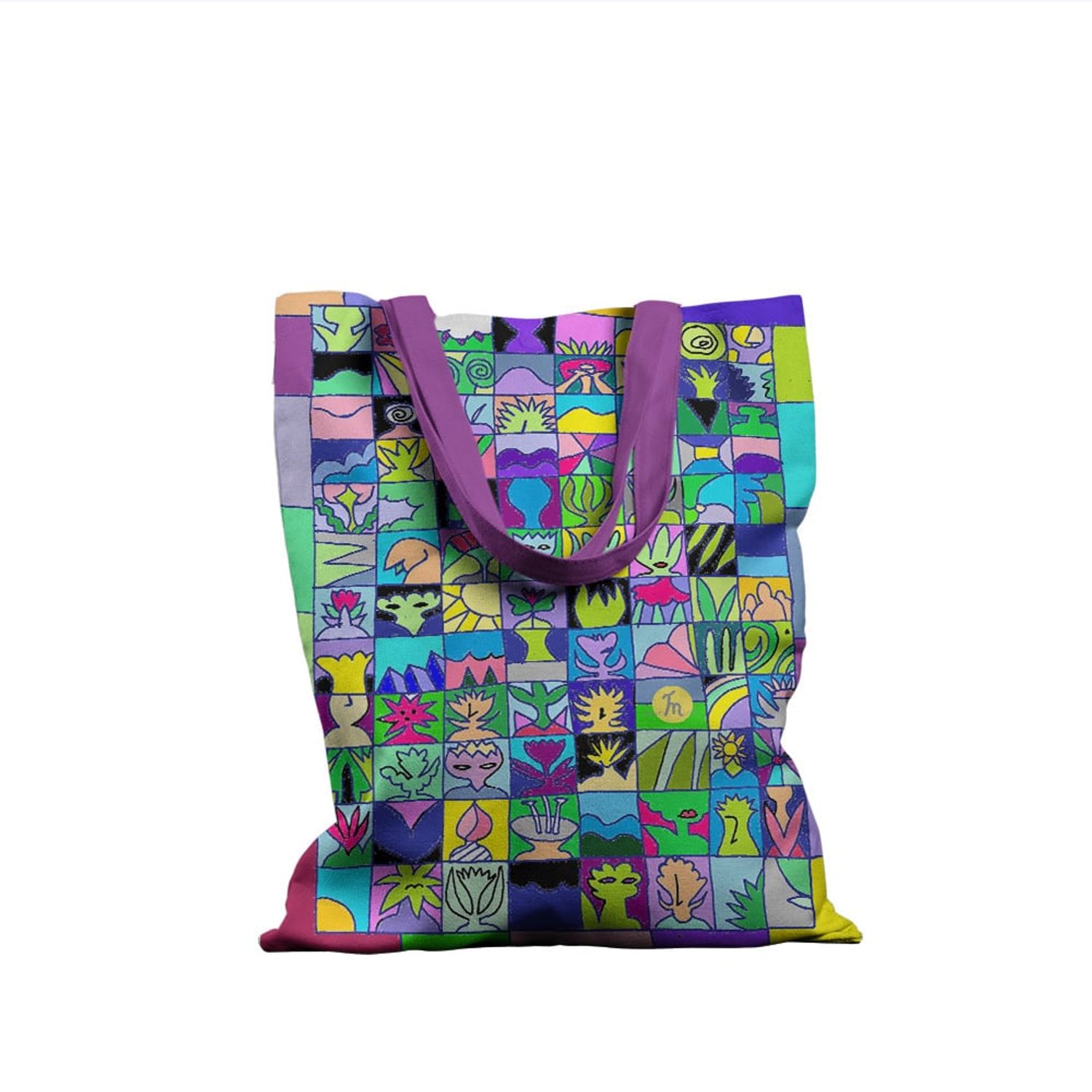Geanta Handmade Tote Basic, Momente si Amintiri, Multicolor, 43x37 cm fotografia produsului
