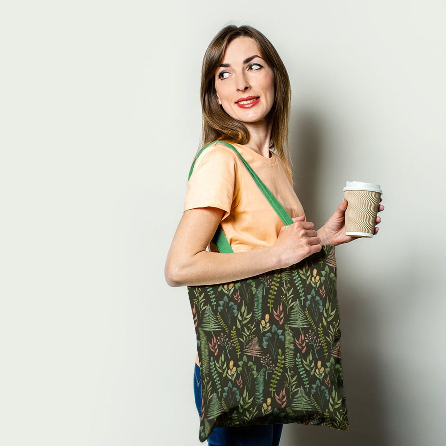 Geanta Handmade Tote Basic, Mulewear, Botanic Gradina Bunicii, Multicolor, 43x37 cm fotografia produsului View 2 L