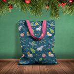 Geanta Handmade Tote Basic, Extraterestii pregatiti de Craciun, Multicolor, 43x37 cm fotografia produsului View 2 S