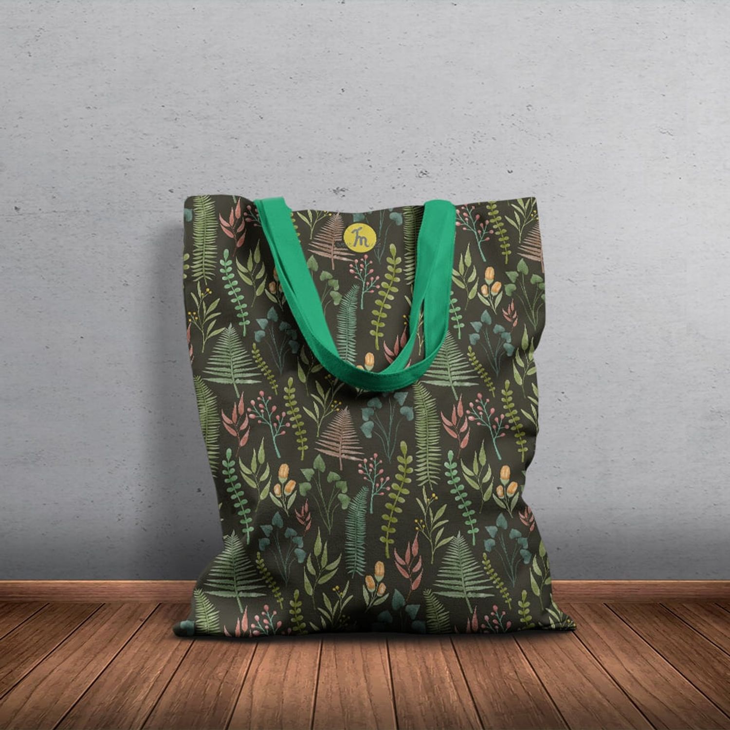Geanta Handmade Tote Basic, Mulewear, Botanic Gradina Bunicii, Multicolor, 43x37 cm fotografia produsului View 6 L