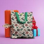 Geanta Handmade Tote Basic, Decoratiuni pentru Craciun, Multicolor, 43x37 cm fotografia produsului View 3 S