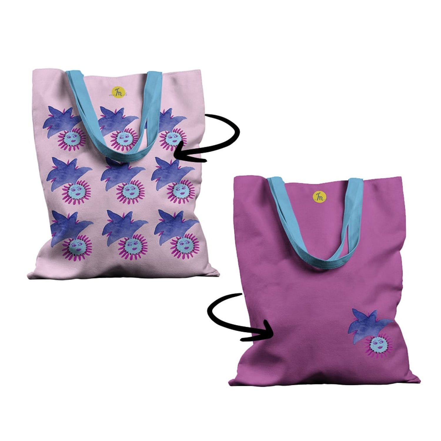 Geanta Handmade Fata-Verso Tote Basic, Ipostaze Abstract, Multicolor, 43x37 cm fotografia produsului View 6 L