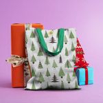 Geanta Handmade Tote Basic, Brazi de Craciun, Multicolor, 43x37 cm fotografia produsului View 3 S