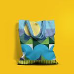 Geanta Handmade Tote Basic, Mulewear, Geometric Valea Prahovei, Multicolor, 43x37 cm fotografia produsului View 3 S