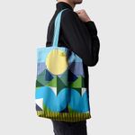 Geanta Handmade Tote Basic, Mulewear, Geometric Valea Prahovei, Multicolor, 43x37 cm fotografia produsului View 4 S
