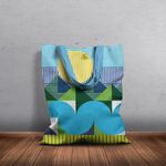 Geanta Handmade Tote Basic, Mulewear, Geometric Valea Prahovei, Multicolor, 43x37 cm fotografia produsului View 5 S