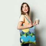 Geanta Handmade Tote Basic, Mulewear, Geometric Valea Prahovei, Multicolor, 43x37 cm fotografia produsului View 2 S