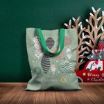 Geanta Handmade Tote Basic, Merry Christmas Globuri in Bradul de Craciun, Multicolor, 43x37 cm fotografia produsului View 6 S