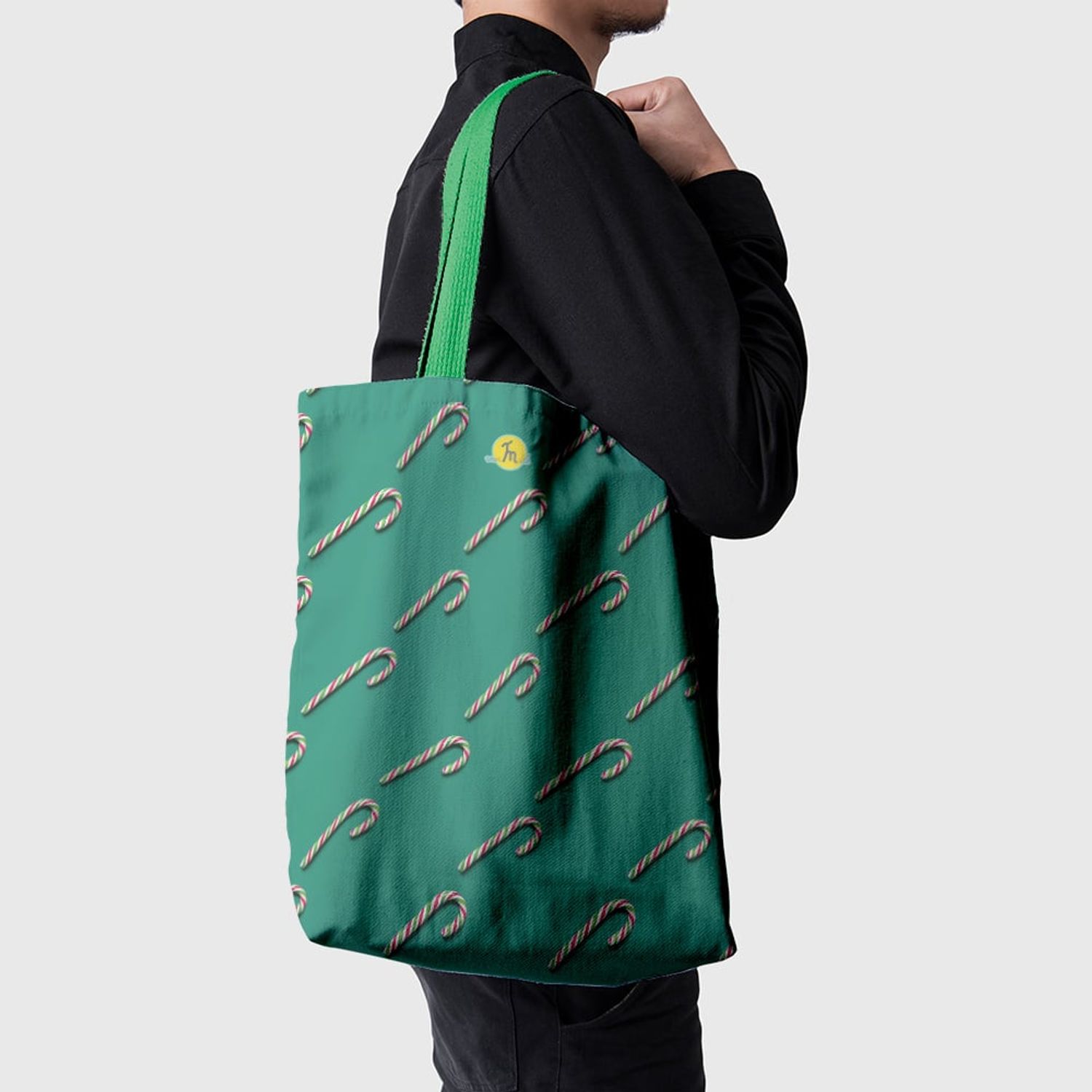 Geanta Handmade Tote Basic, Acadea de Craciun, Multicolor, 43x37 cm fotografia produsului View 6 L
