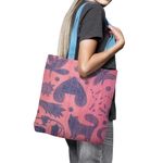 Geanta Handmade Tote Basic, Mulewear, Botanic Fluturi Catei si Plante, Multicolor, 43x37 cm fotografia produsului View 3 S
