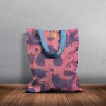 Geanta Handmade Tote Basic, Mulewear, Botanic Fluturi Catei si Plante, Multicolor, 43x37 cm fotografia produsului View 5 S