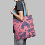 Geanta Handmade Tote Basic, Mulewear, Botanic Fluturi Catei si Plante, Multicolor, 43x37 cm fotografia produsului View 2 S