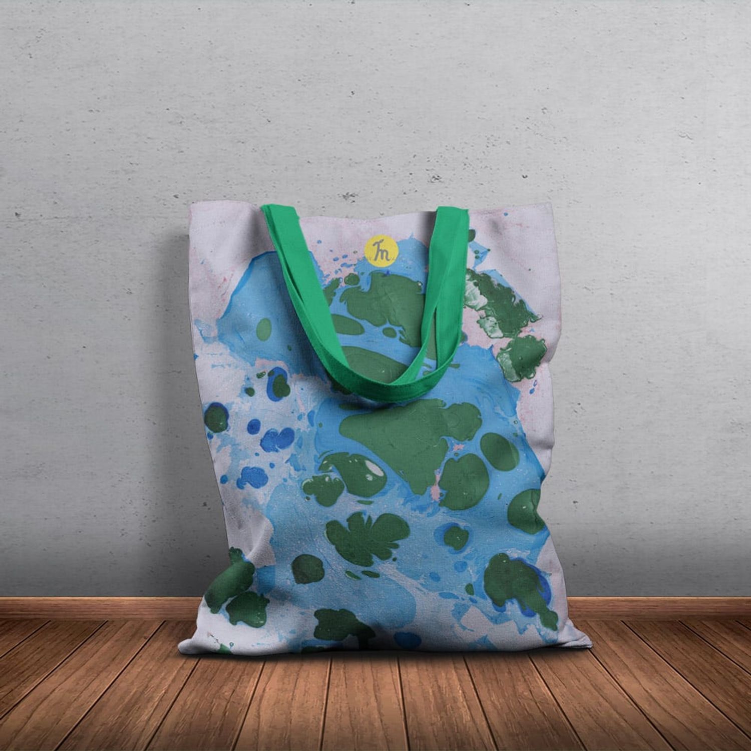 Geanta Handmade Tote Basic, Mulewear, Abstract Picaturi de Acid, Multicolor, 43x37 cm fotografia produsului View 4 L