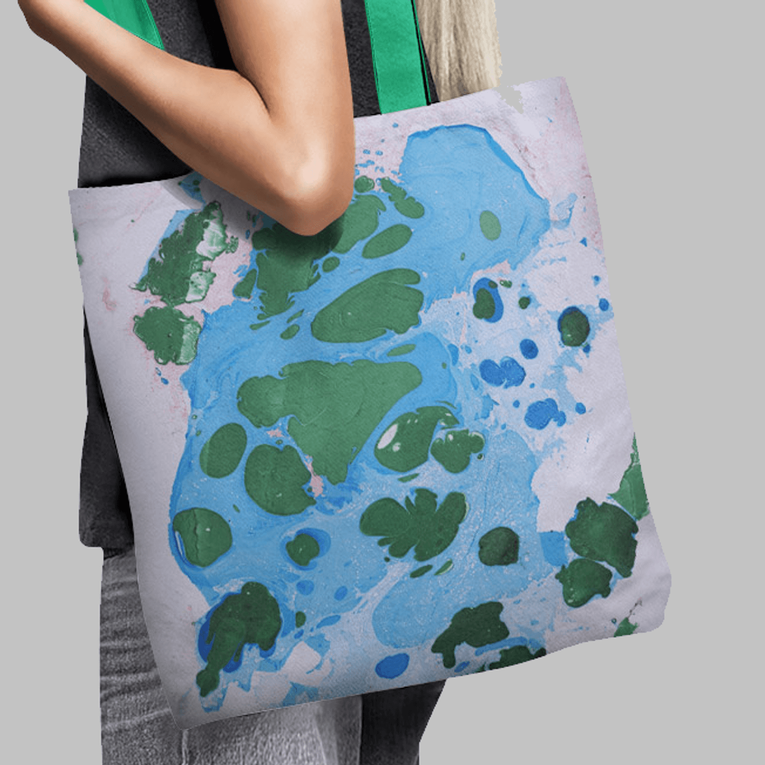 Geanta Handmade Tote Basic, Mulewear, Abstract Picaturi de Acid, Multicolor, 43x37 cm fotografia produsului View 5 L
