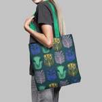 Geanta Handmade Tote Basic, Mulewear, Botanic Flori de pe Marte, Multicolor, 43x37 cm fotografia produsului View 5 S