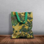 Geanta Handmade Tote Basic, Mulewear, Abstract Padure Tropicala Verde, Multicolor, 43x37 cm fotografia produsului View 5 S