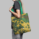 Geanta Handmade Tote Basic, Mulewear, Abstract Padure Tropicala Verde, Multicolor, 43x37 cm fotografia produsului View 2 S