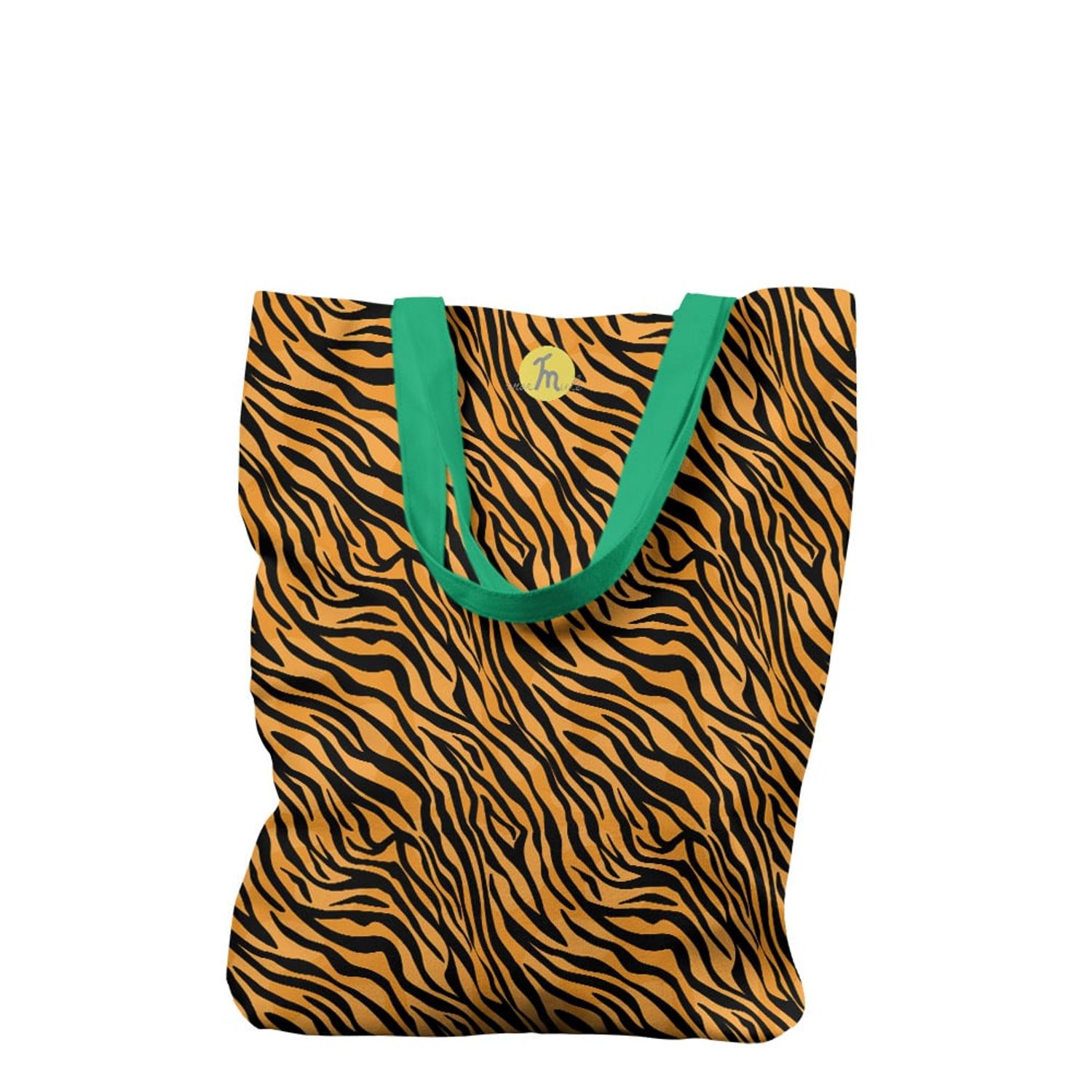 Geanta Handmade Tote Liner Captusit, Mulewear, Animal Print Tigru, Multicolor, 45x37 cm fotografia produsului