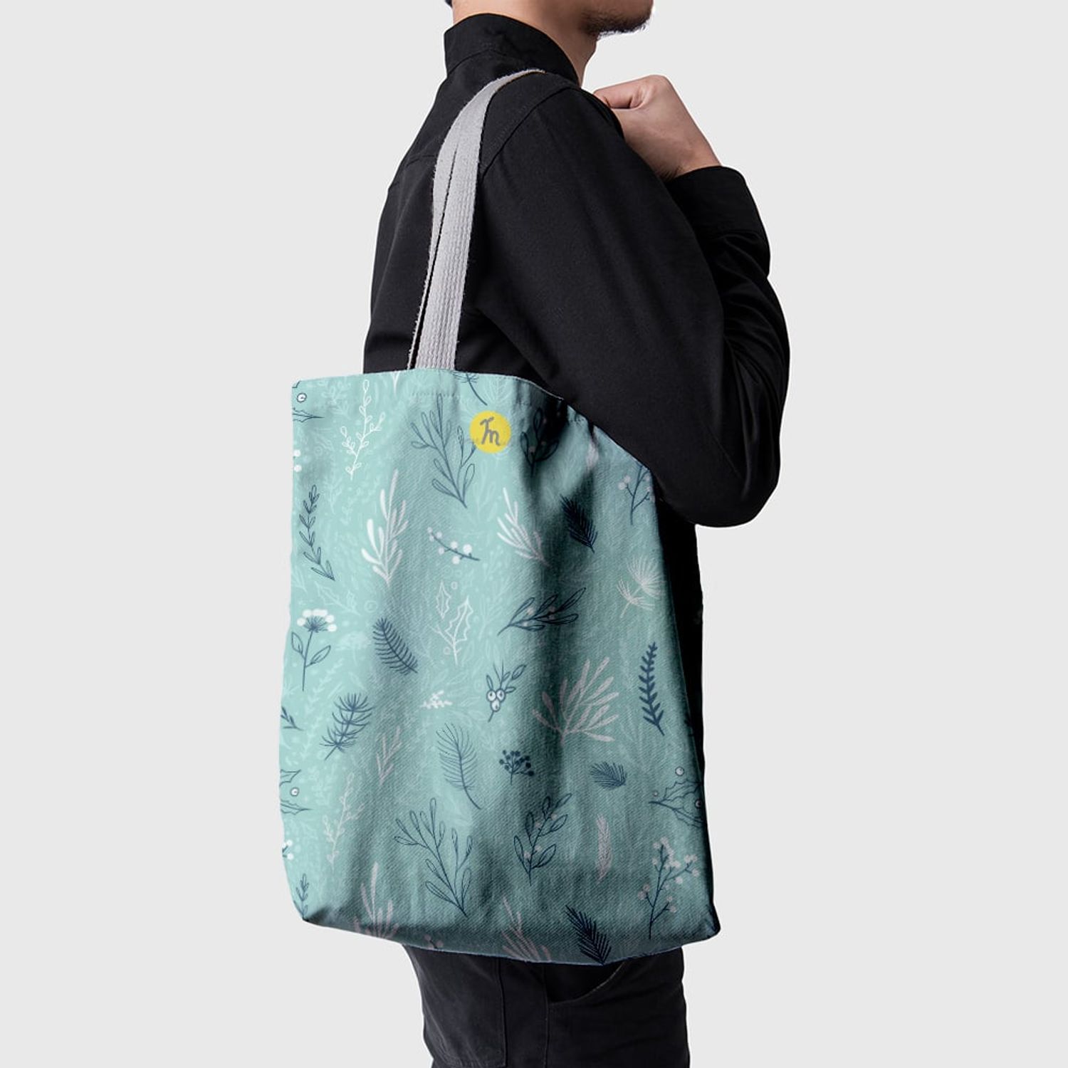Geanta Handmade Tote Basic, Plante la Amurg, Multicolor, 43x37 cm fotografia produsului View 3 L