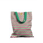 Geanta Handmade Tote Basic, Zig-Zag in Culori de Craciun, Multicolor, 43x37 cm fotografia produsului