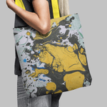 Geanta Handmade Tote Basic, Mulewear, Abstract Fum Galben, Multicolor, 43x37 cm fotografia produsului View 4 S