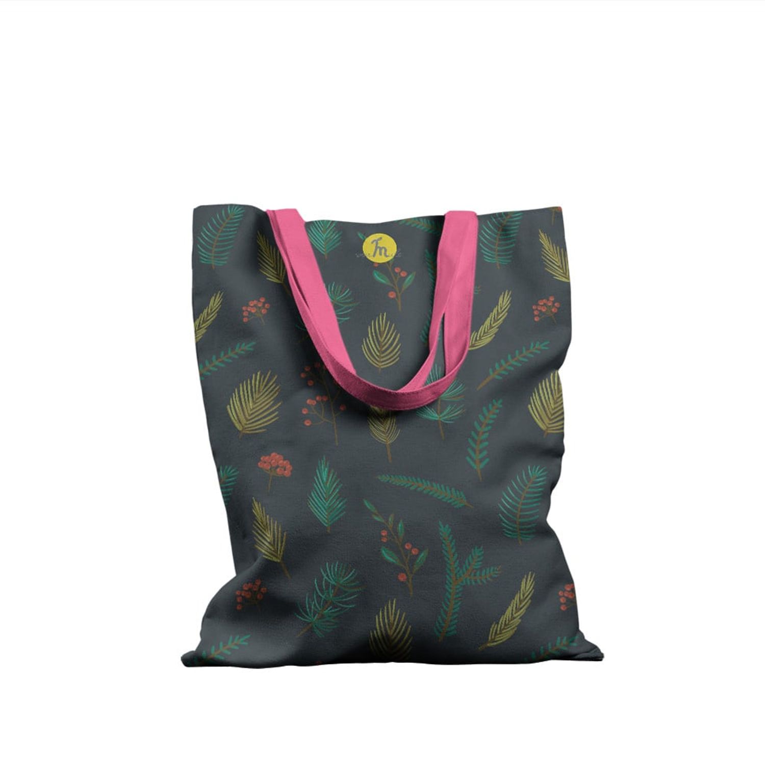 Geanta Handmade Tote Basic, Crengute de Brad, Multicolor, 43x37 cm fotografia produsului