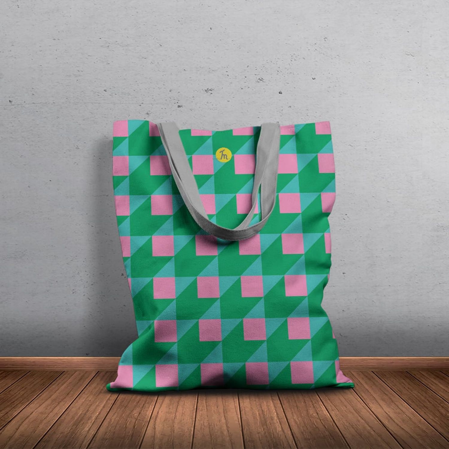 Geanta Handmade Tote Basic, Patrate si Volume, Multicolor, 43x37 cm fotografia produsului View 4 L