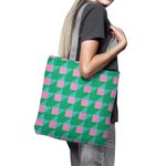 Geanta Handmade Tote Basic, Patrate si Volume, Multicolor, 43x37 cm fotografia produsului View 6 S