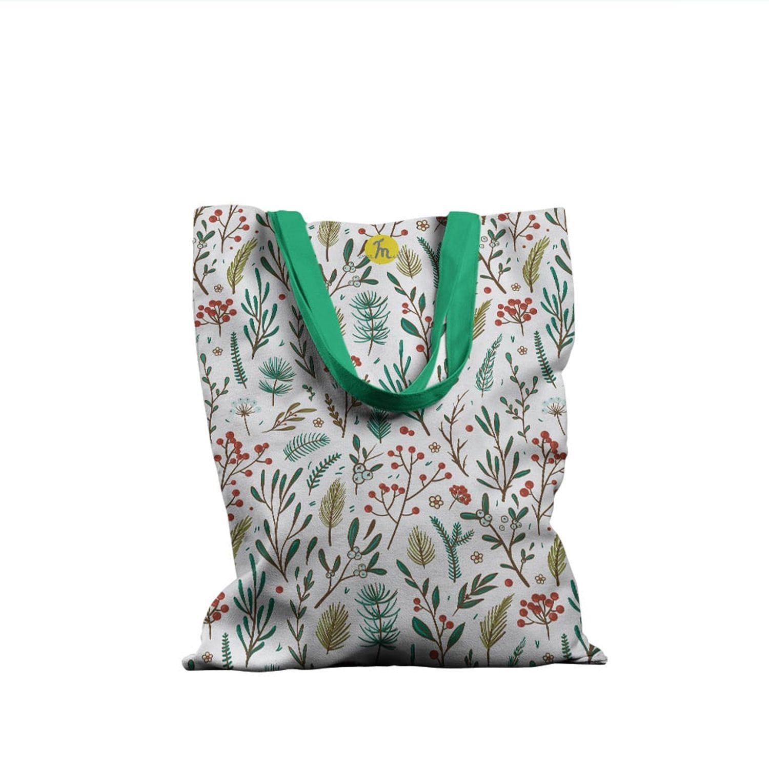 Geanta Handmade Tote Basic, Plante in Zapada, Multicolor, 43x37 cm fotografia produsului