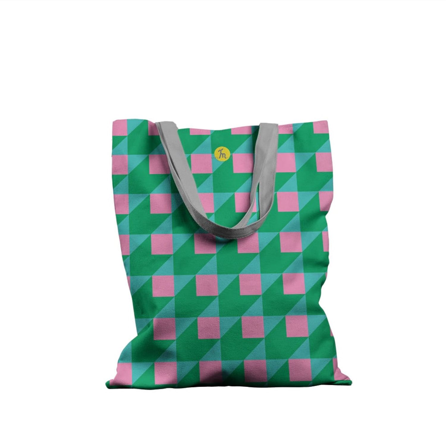 Geanta Handmade Tote Basic, Patrate si Volume, Multicolor, 43x37 cm fotografia produsului