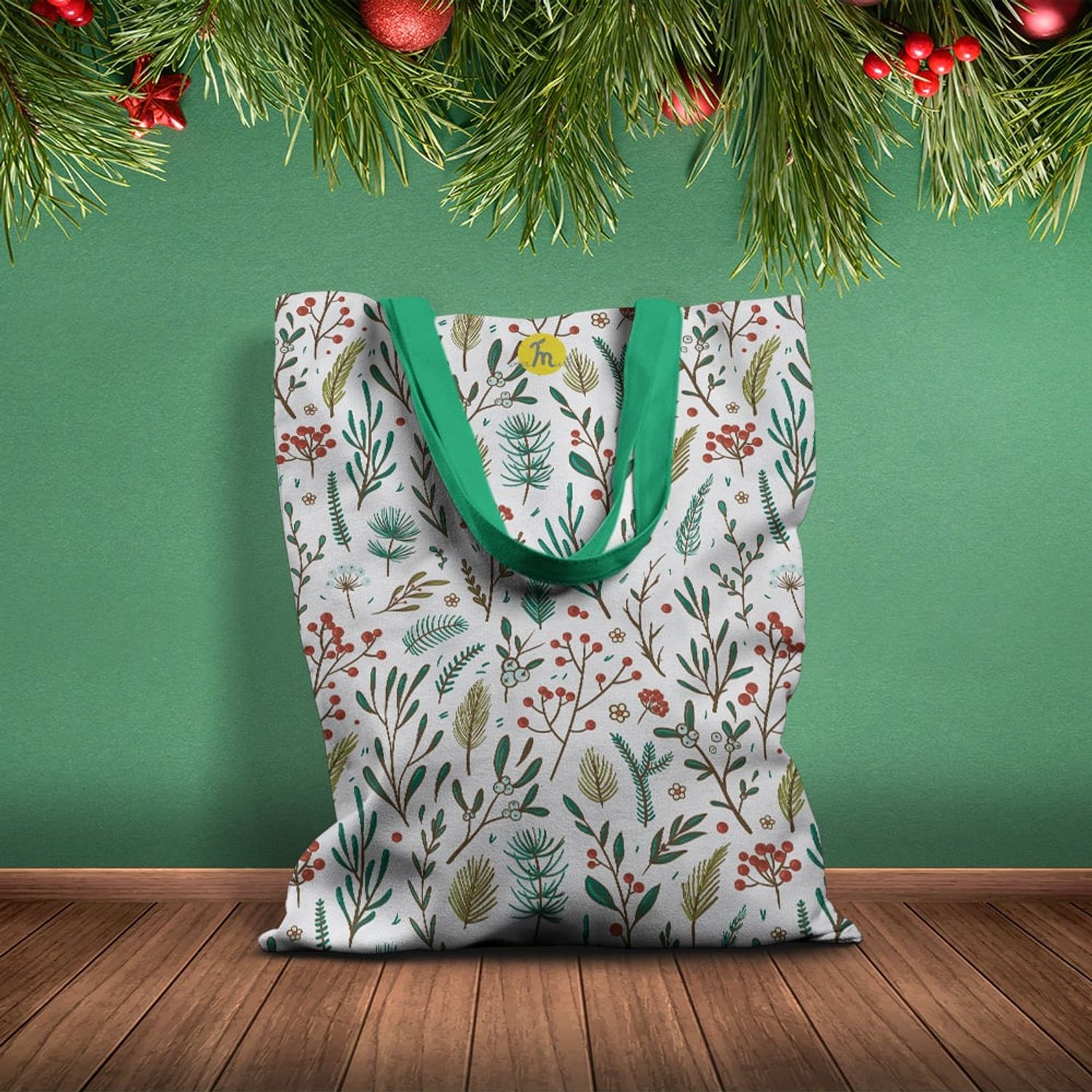 Geanta Handmade Tote Basic, Plante in Zapada, Multicolor, 43x37 cm fotografia produsului View 2 L