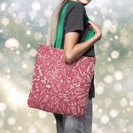 Geanta Handmade Tote Basic, Pattern de Craciun cu Plante, Multicolor, 43x37 cm fotografia produsului View 4 S