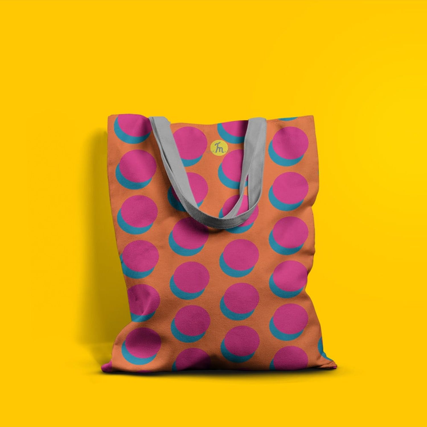 Geanta Handmade Tote Basic, Cercuri Mari, Multicolor, 43x37 cm fotografia produsului View 3 L