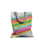 Geanta Handmade, Tote Bag Basic Original Mulewear, Abstract Dungi Optimiste, Optimistic Stripes, Multicolor, 43x37 cm fotografia produsului